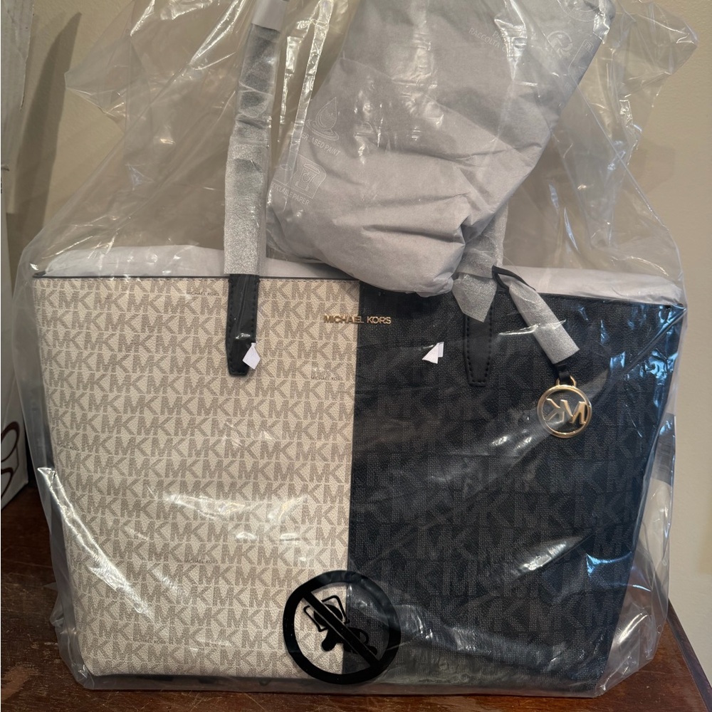 Michael Kors Black and White Signature Tote